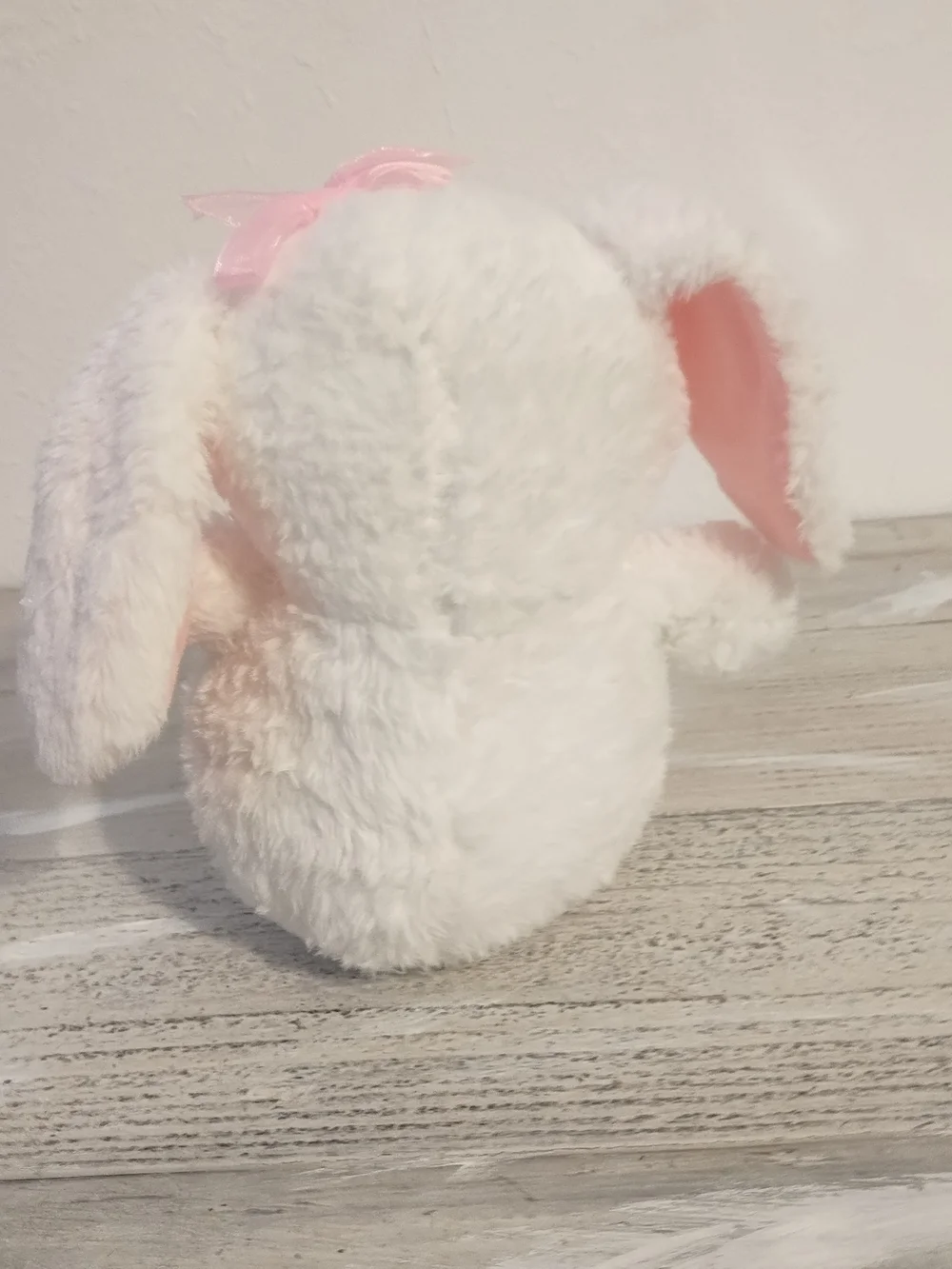 Cute White Bunny Rabbit Plush Stuffed Animal with Pink Bow
